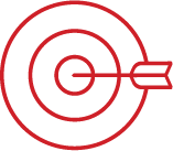 Icon showing a bullseye with an arrow in the middle showing embracing improvement