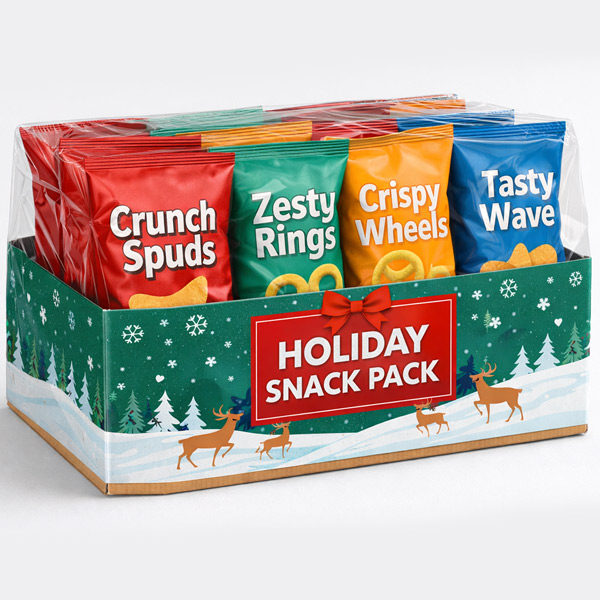 seasonal promotional snack bundle shrink wrapped gift set